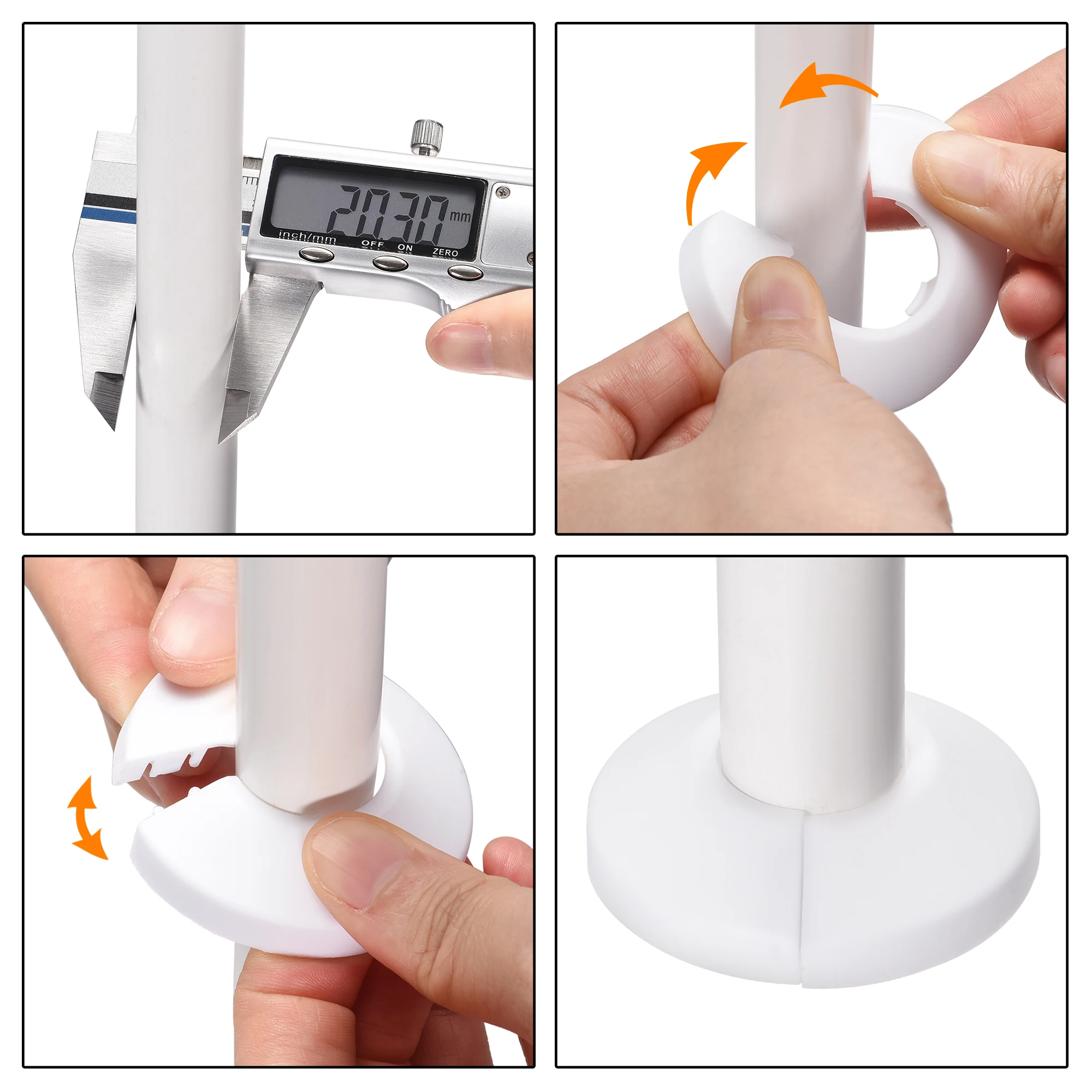 Uxcell Pipe Collar 13/17/21/25/33/35/41.5/44/50/64/75/90mm PP Radiator Escutcheon Pipe Cover Decoration White/Black 4Pcs pipe cover