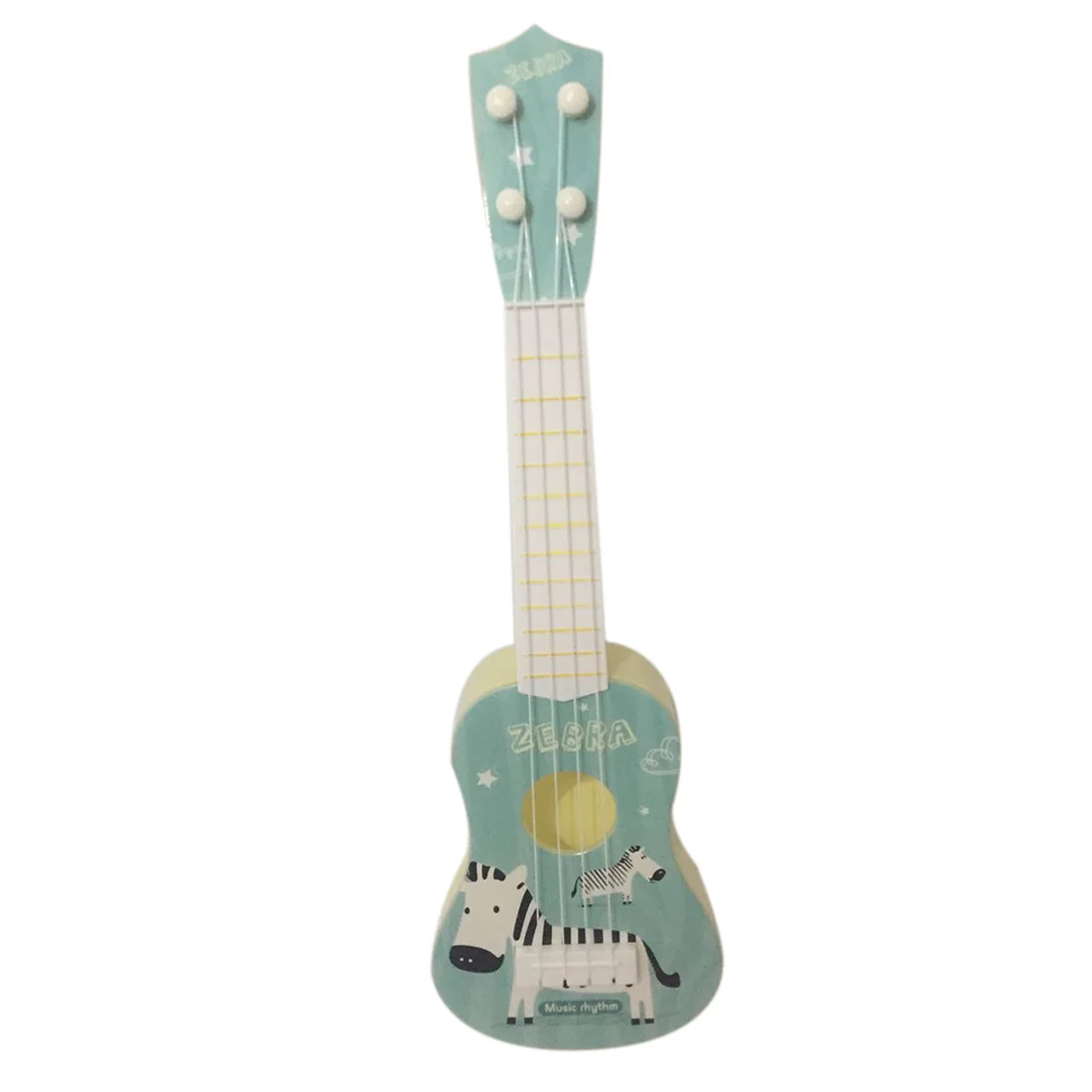 

Children Musical Instrument with 4 Strings Toy Early Education Mini Ukulele - Blue Zebra