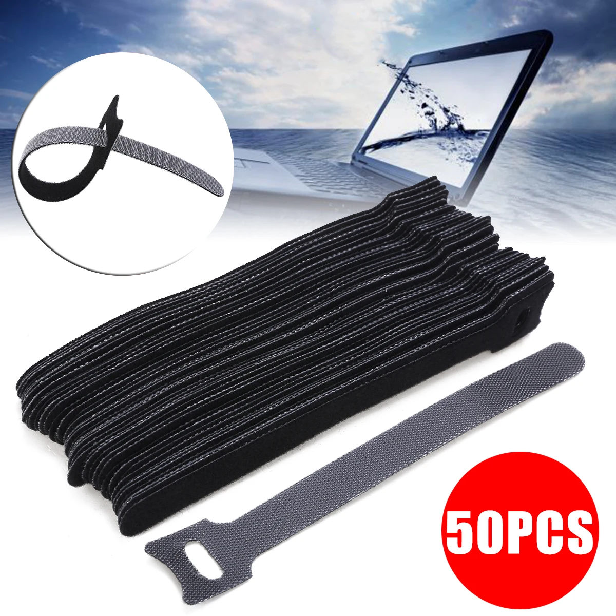Reusable Hook and Loop Cable Cord Ties Tidy Organiser Wire Winder Clip Holder