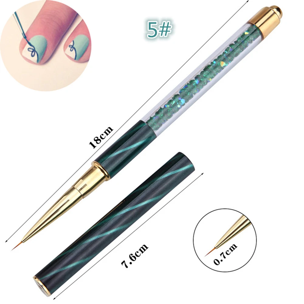 8 Types Nail Art Stripe Lines Pen Painting Cat Eye Brush Acrylic UV GEL Extension Builder Drawing Rhinestone Handle Pen Tools