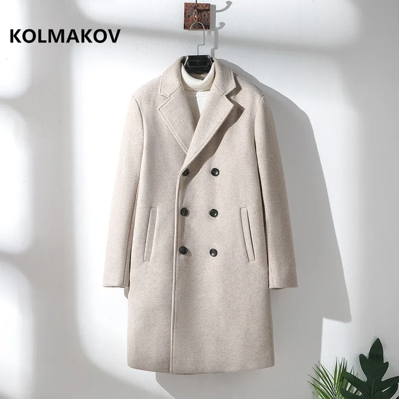 

2019 Autumn winter coat Men's fashion Casual Trench Coat Windbreakers Male High quality wool overcoat men double breasted Jacket