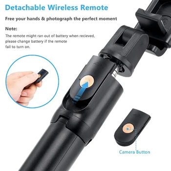 

Extended Bluetooth Remote Control Self Timer Tripod Bracket Selfie Sticks