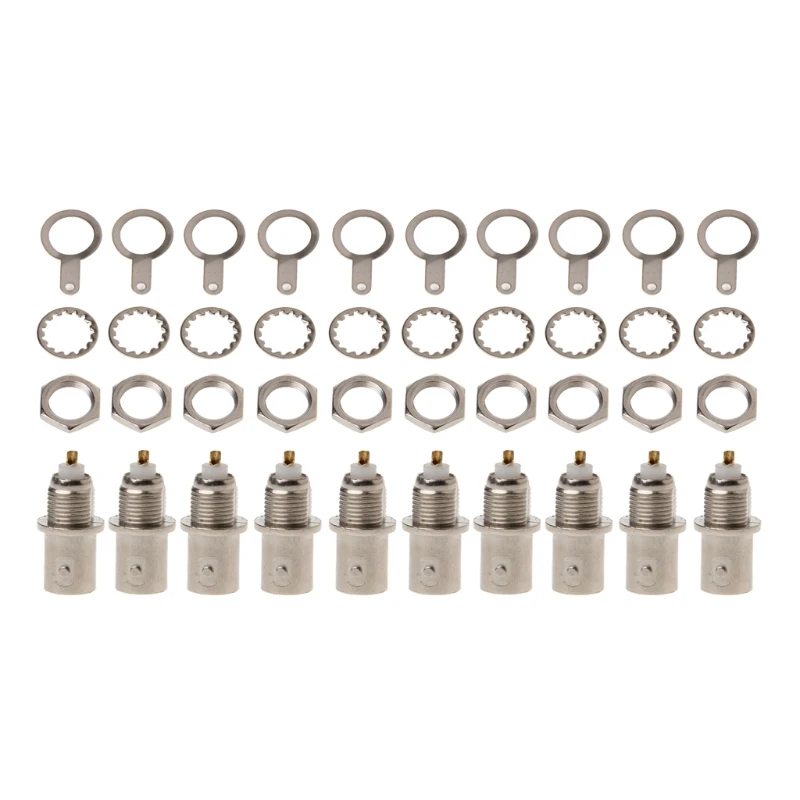 

10Pcs/Set BNC Female Nut Bulkhead Solder Connector Adapter For Video Surveillance