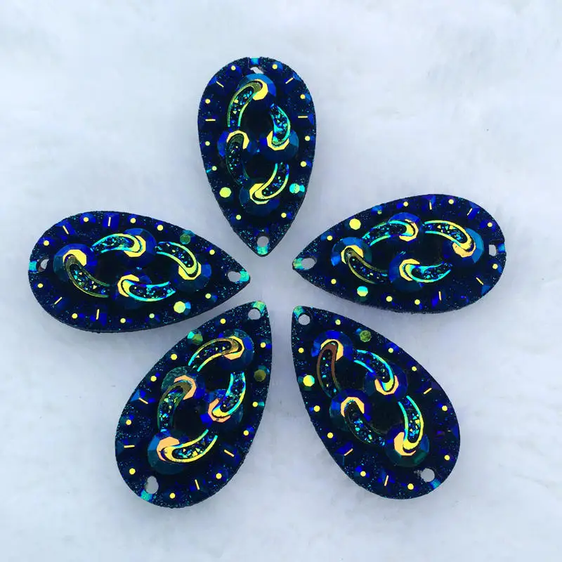

16*28mm 60pcs Shine Crystal AB Resin Water Drop Sew On Rhinestone Sew On Stones buttons for DIY Garment Jewelry -B877*4