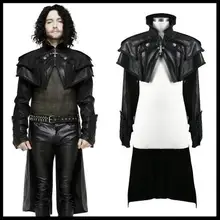 Дьявол Мода Мужчины панк-рок кожа плащ пальто мужчины s панк стиль сценическое представление Хэллоуин костюм