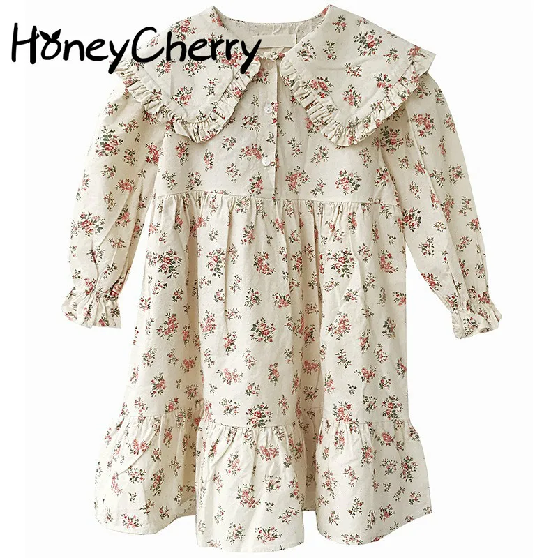 

2020 Autumn toddler girl dresses New Large Lapel Lace Floral Girl Cute Dress Baby Girl Princess Dress little girls clothing