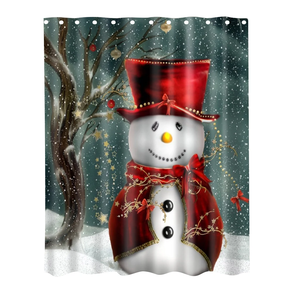 Red hat snowman Рождественская серия, цифровая печать, креативная Рождественская шторка для ванной, занавеска для ванной, идеальная Рождественская Праздничная Декорация - Цвет: Red hat snowman