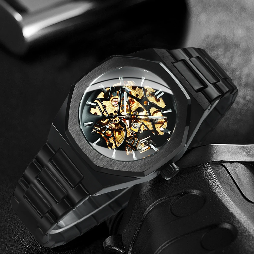 Mechanical Watch WINNER Fashion Men's Watches Luxury Mechanical Watch For Men Casual Wrist Watches Stainless Steel Strap Chic Relogio