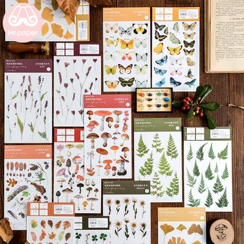 

20Pcs/set Natural Story Transfer Printing Stickers Transparent Paper Material Flowers Leaves Mushroom Plants Stickers