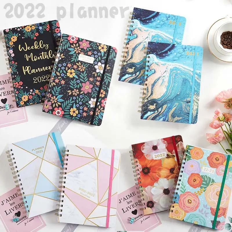 Spiral 2022 Agenda Planner English Version A5 Diary Notebook Hardcover School Daily Weekly Schedules Stationery | Канцтовары для