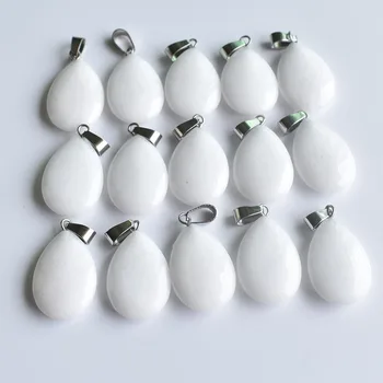 

Free shipping 24pcs/lot wholesale high quality natural white marb water drop shape pendants Charms fit Necklaces jewelry making