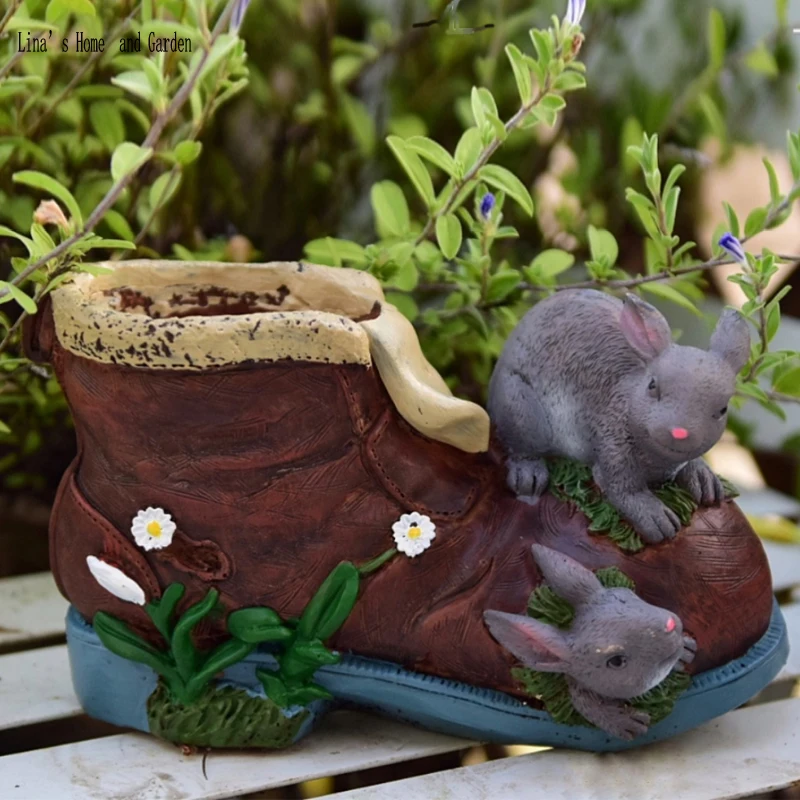 

resin boot vintage retro decorative garden planters