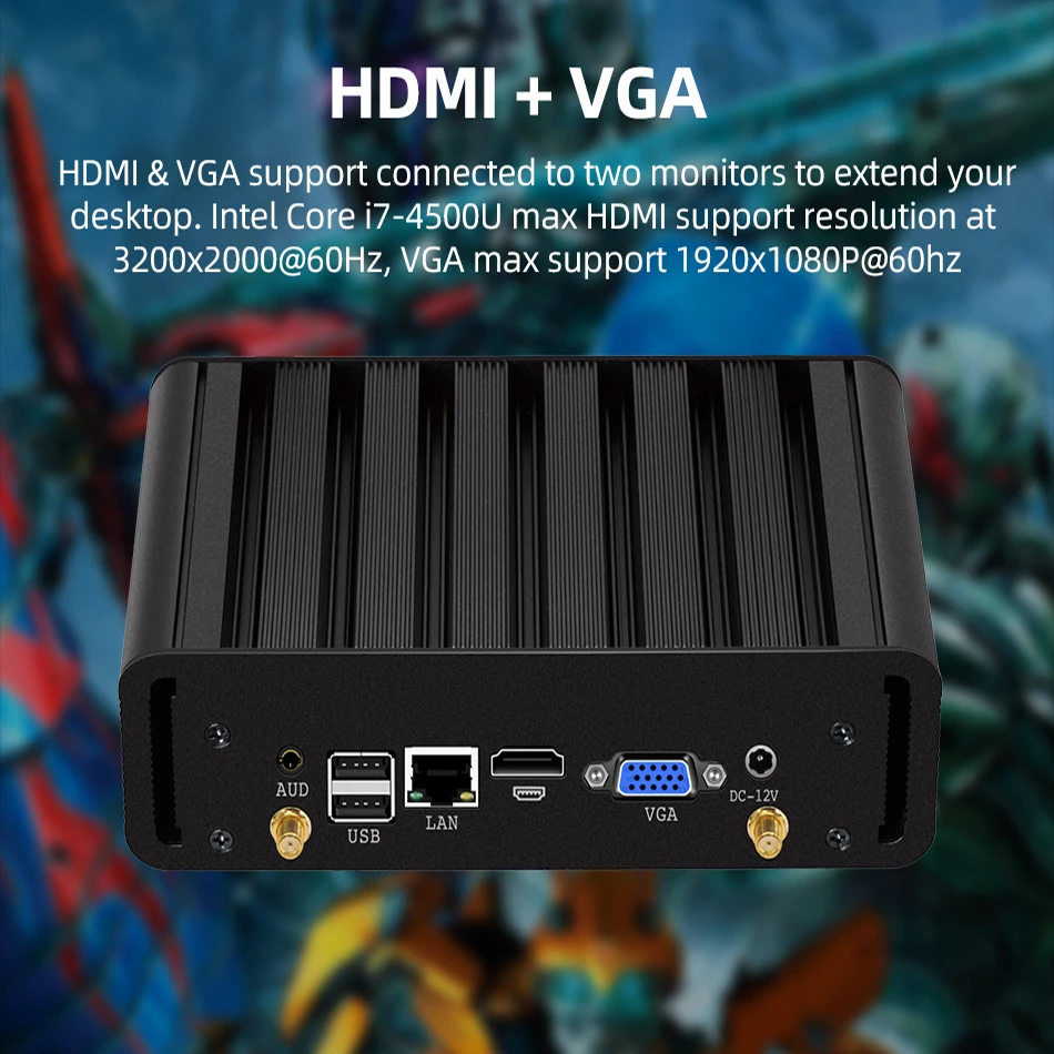 Мини ПК Intel Core i7 i5 4200U i3 2955U Windows 10 7 Linux VGA HDMI 8xusb микро безвентиляторный мини