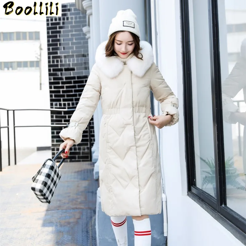 

Boollili 2020 Winter Down Jacket Women Hooded Long Coat Female Large Fur Collar Women's Jackets Parka Manteau Femme Hiver