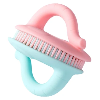 

Safety Baby Body Brush Silicone Bath Shower Sponge - Soft Gentle Natural Body Exfoliator Face Foot Hair Scalp Cradle Cap Brush S