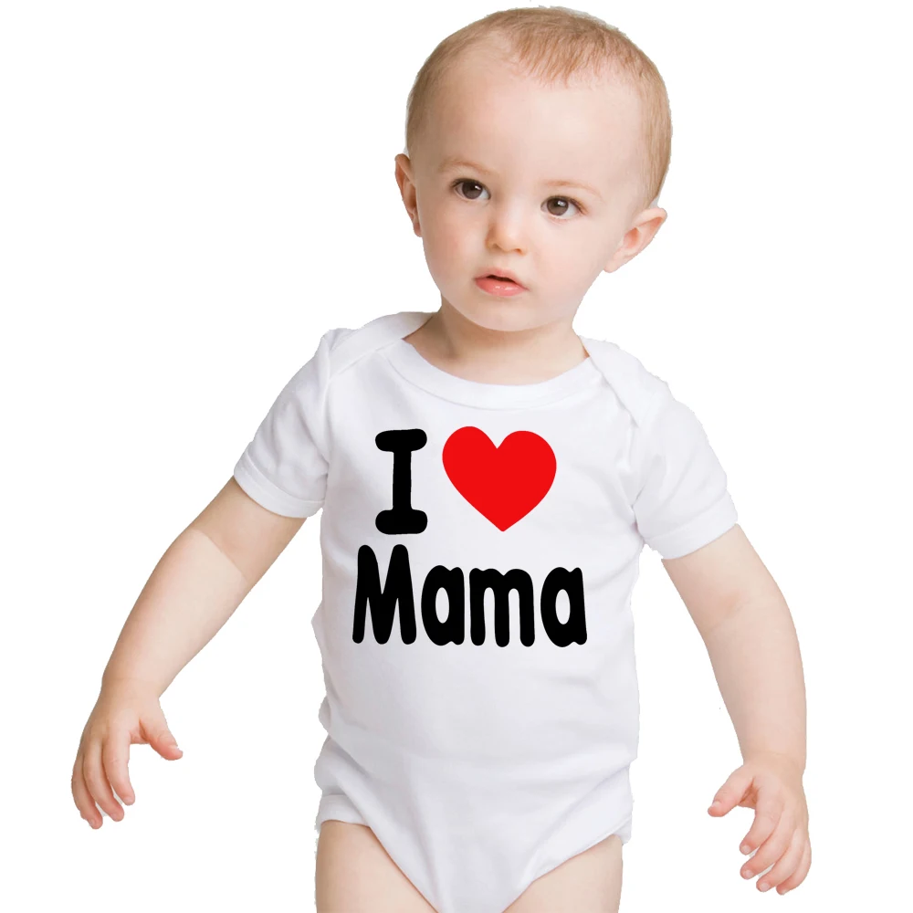 Детские комбинезоны с надписью «I Love Mama», одежда для маленьких мальчиков и девочек, сдельник для ребенка, милая детская одежда с рисунком