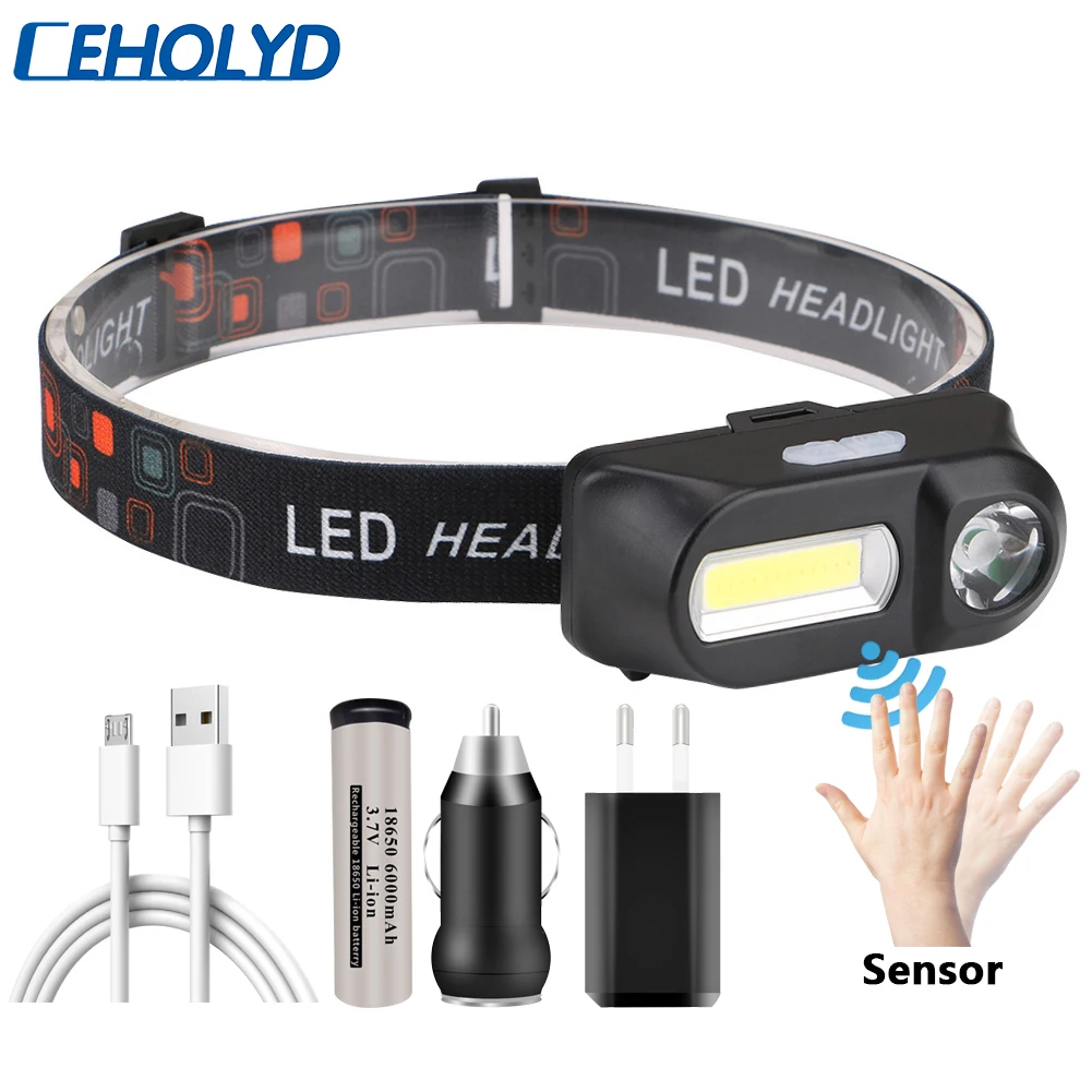 

Q5 LED Headlamp Head Lamp Flashlight USB Rechargeable 18650 Torch Camping Hiking Night Fishing Light Headlight