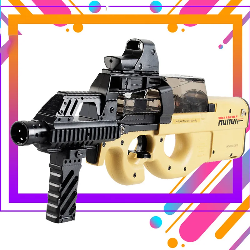 P90 электрический игрушечный водяной пистолет Пейнтбол живой CS штурмовой Бекас оружие мягкая водяная пуля пистолет игрушки для мальчика Оружие Игрушка для мальчиков Подарки - Цвет: P90 Desert