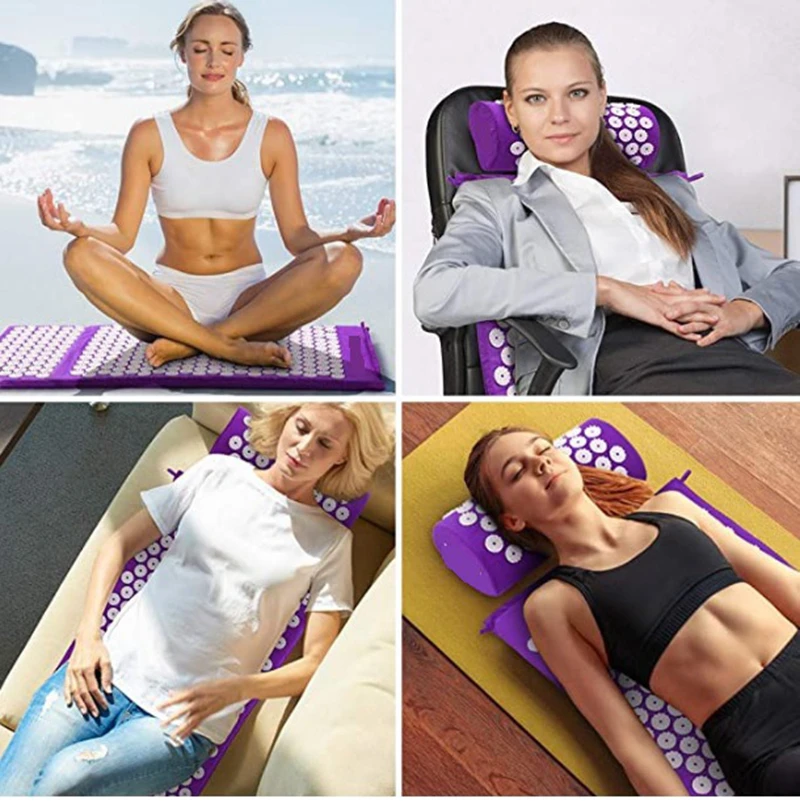 Acupressure Mat & Pillow Set for Stress Pain Relief Health Care Mat Acupuncture Massage Cushion with Cloth Bag
