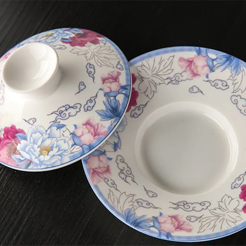 Китайская традиционная чайная чашка и блюдце Sancai Gaiwan сохраняющая здоровье набор