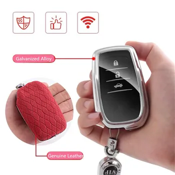 

Case Key Cover Genuine Leather Galvanized Alloy For Toyota Hilux Fortuner Land Cruiser Camry 2/3 Button 2016 2017 2018