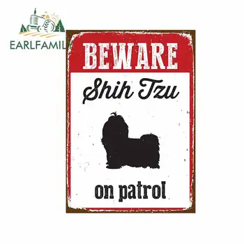 

EARLFAMILY 13cm x 9.2cm for Beware German Shepherd Surfboard Laptop Car Stickers Anime RV Decal Waterproof Bumper Vinyl Car Wrap