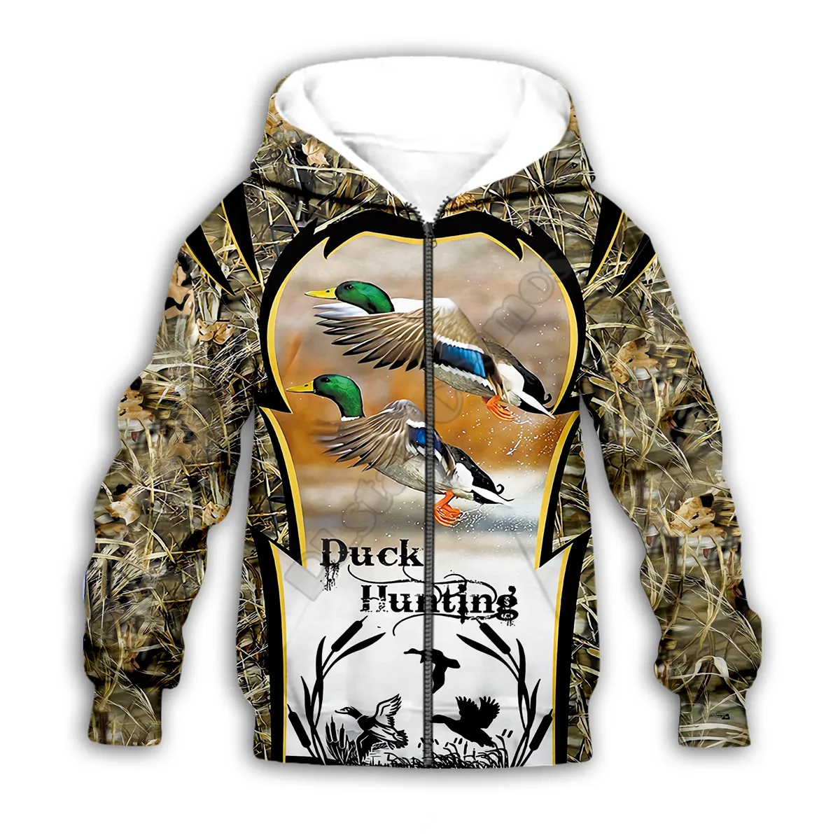 Sudaderas con capucha estampadas en 3d para caza de patos, traje familiar, camiseta con cremallera, Jersey, chándal divertido para niños, pantalones cortos de estilo 2