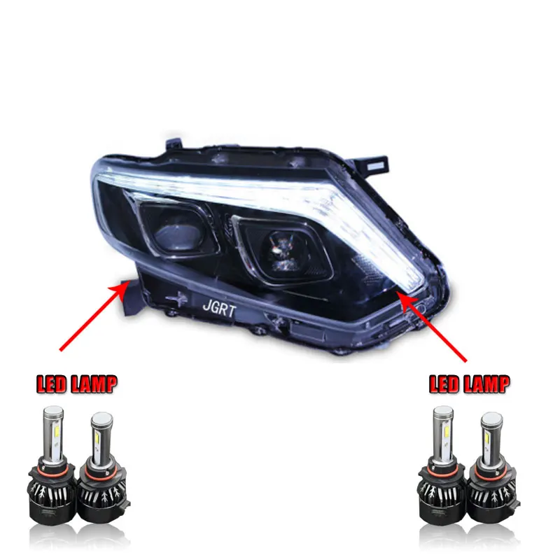 ALL LED version 2 шт. автомобильный стиль светодиодный фары для nissan X-Trail 2004- для X-Trai Головной фонарь светодиодный объектив двойной луч H7 HID Xenon bi xenon объектив - Цвет: ALL LED version
