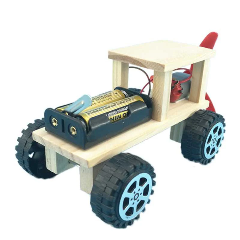 DIY model aircraft car electric glider wood plane car technology invention student experiment manual material model toy - Цвет: Car