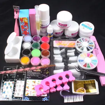 

Acrylic Powder Liquid French Tips Nail Sticker Brush Glue Nail Art Kits Set