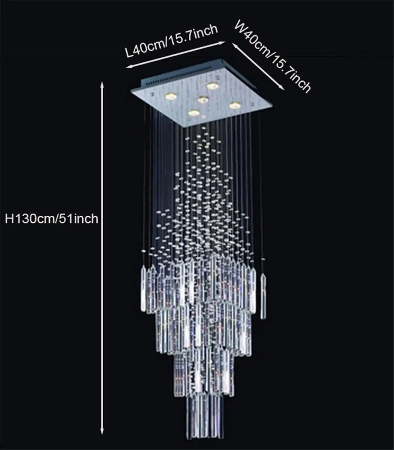 L40 * W40 h130 см освещение лестницы Modern K9 Хрустальная Подвесная лампа для светильник
