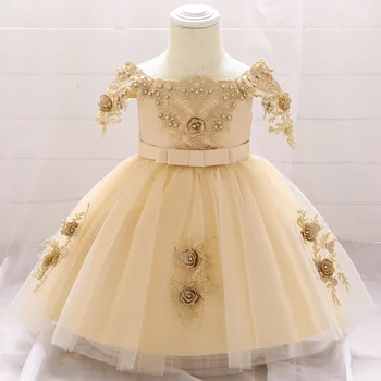 

New Designe Cute Long Sleeves Lace Applique Tulle Flower Girls Dresses With Covered Button Back Hot Little Girl Party Gowns
