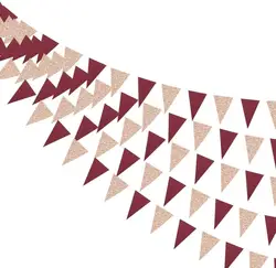 Rose Gold Triangle Garland for Celebrations and Decor (Wine red 1Pc)