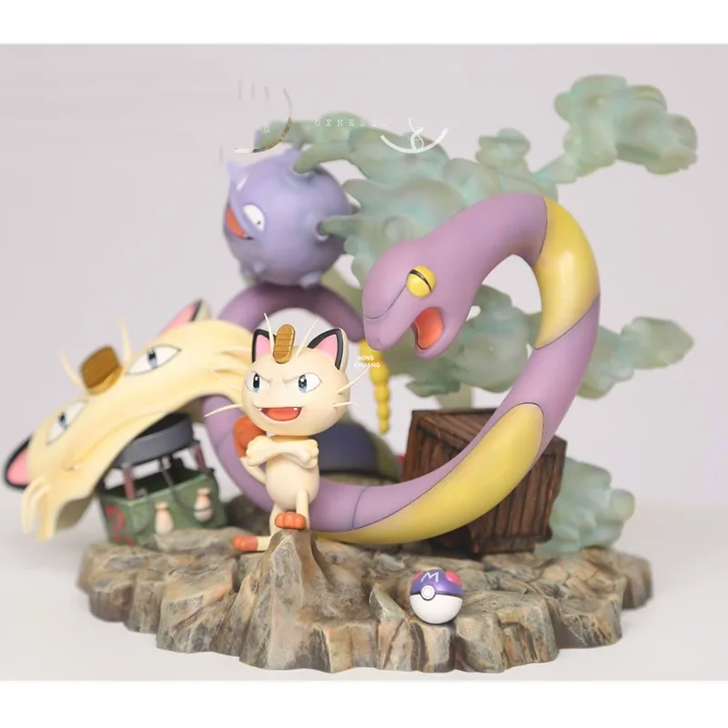 8" Anime Cute Pet Statue Villain Bust Meowth Full-Length Portrait Creative Feature Art Craft GK Action Figure Toy BOX 20CM V659