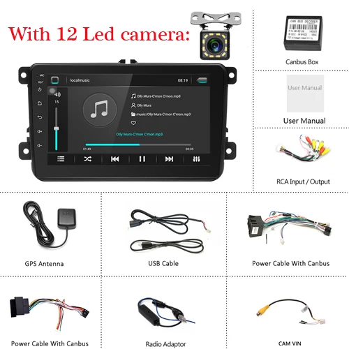 With 12 Led camera AMPrime 2 din gps Мультимедиа для Android плеер Wifi Bluetooth авторадио радио MirrorLink Canbus стерео с задней камерой - Цвет: With 12 Led camera