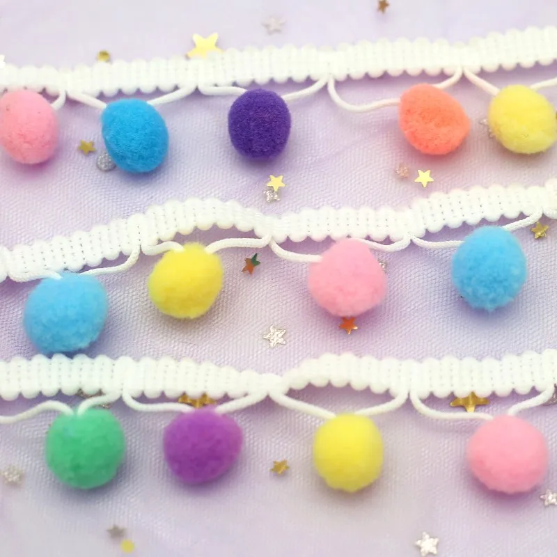 1M 15mm Pom Pom Trim Ball MINI Pearl Pompom Fringe Ribbon Lace Fabric Handmade DIY Sewing Clothing Accessories lace ribbon,lace fabric,lace sewing accessories,lace sewing supplies,lace accessories,lace garment accessories,clothing accessories,clothing craft accessories,tassel trim lace,pom pom trim