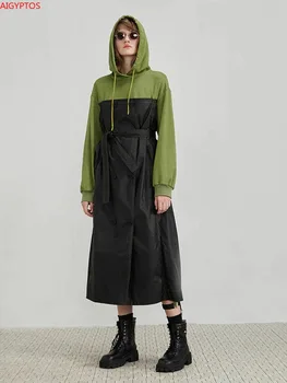 

AIGYPTOS Original designer women's wear 2020 autumn and winter new waist slim stitching mid-length sweater dress