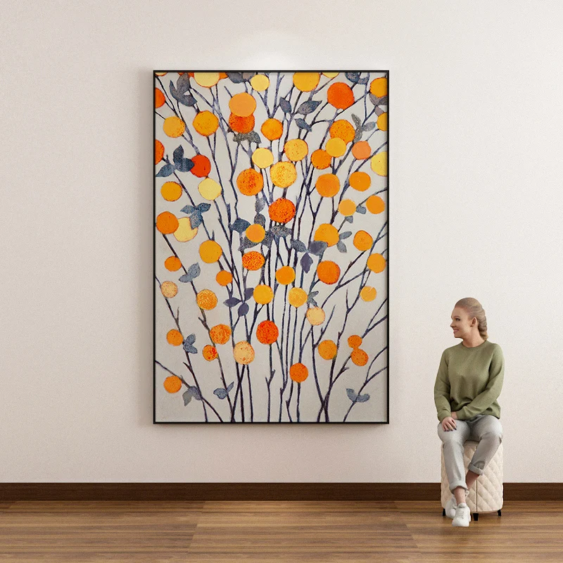 

Hand-Painted Oil Painting Orange Tree Decorative Painting Living Room Office Bedroom Wall Art Northern European-Style Painting