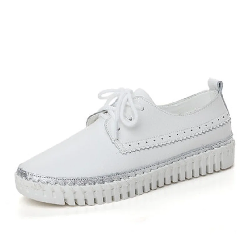 

2019 spring thick-soled white shoes women's belt leather wild flat shoes casual shoes Brock women's shoes