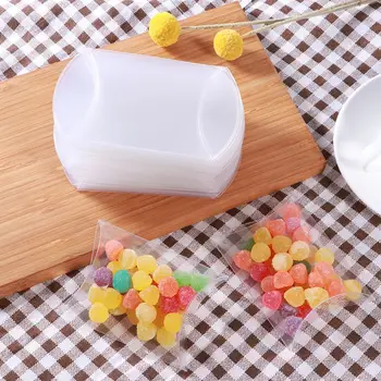 

ULTNICE 50pcs Pillow Shape Candy Box Wedding Gift Pvc Boxes Wedding Party Supplies Transparent Chocolate Boxes Sweet Candy Bags