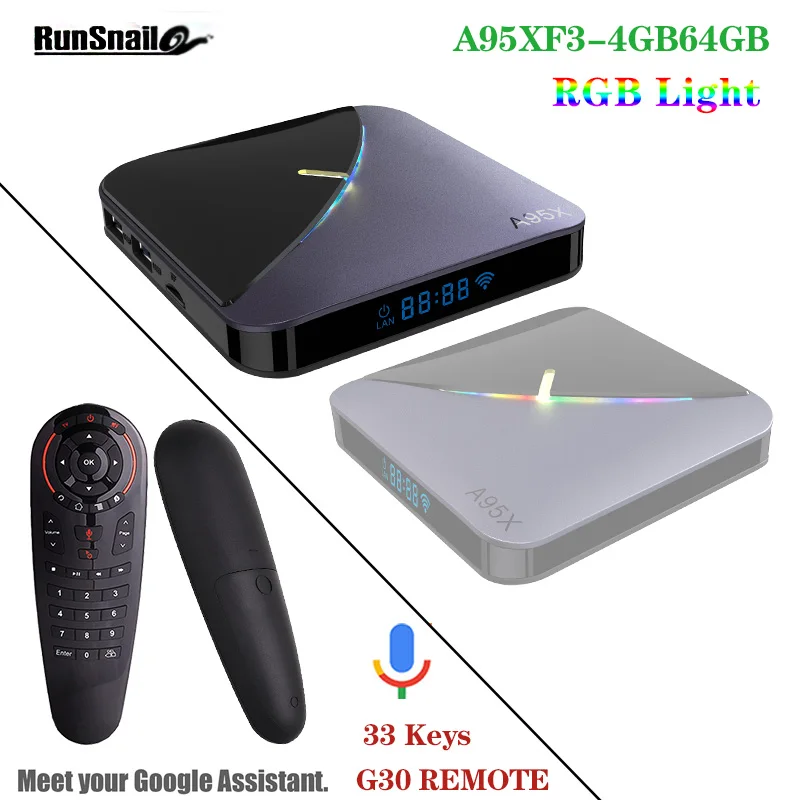 4GB64GBG30 A95X F3 RGB светильник Amlogic S905X3 Android9.0 Plex медиаплеер BT 4GB64GB 2GB16GB Wifi 4K Netflix Youtube медиаплеер a95x f3 - Цвет: 4GB64GBG30