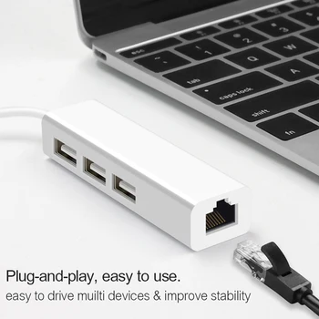 

USB Type-C HUB Splitter 3 USB 2.0 RJ45 Internet Adapter for Laptop Notebook PC Laptop Docking Station Power Adapter