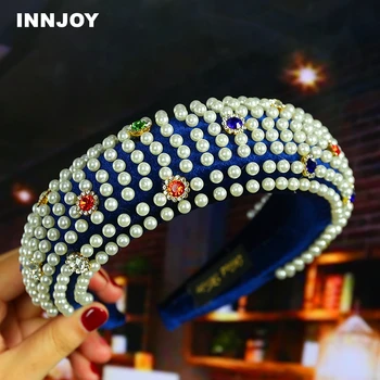 

Fashion Thick Pearl Headbands Women Wide Head Band Headwear Elasticity Hairbands Elegant Girl Hair Accessories Vintage Headband