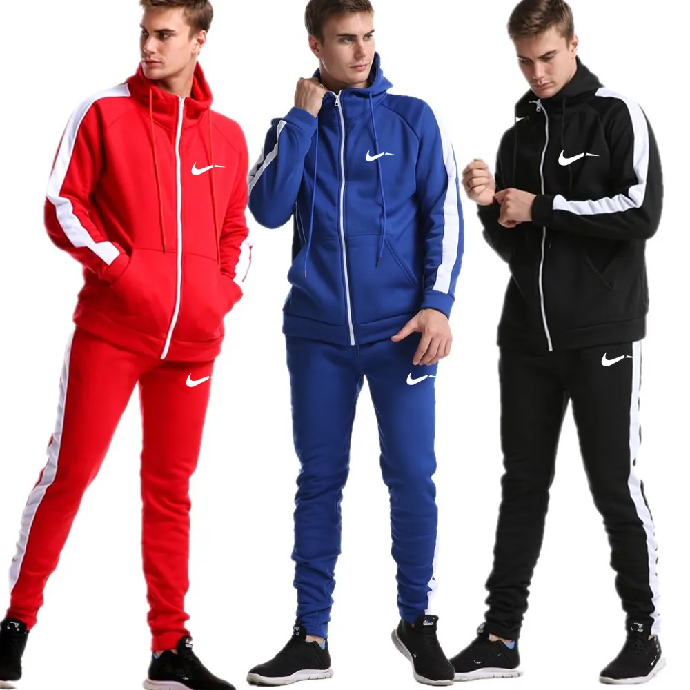 

2019Sportswear Men's Hoodie Set New Zip Hoodie + Sweatpants Two-piece Winter Jogging Fitness Set 5 colors available