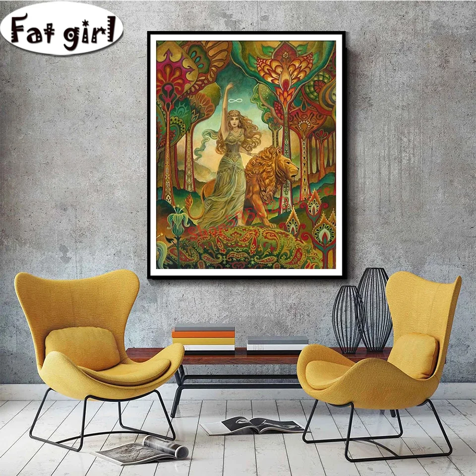 Strength Tarot Goddess Diamond Painting Cross Stitch 3D Rhinestone Embroidery Diy Religion Mosaic Square/Round Wall Art Decor | Дом и сад