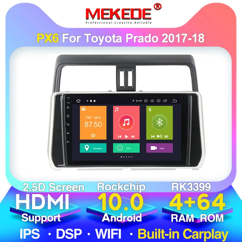 Автомобильный мультимедийный плеер PX6 android 10 0 Радио для Toyota Land cruiser Prado 150 2017 2018