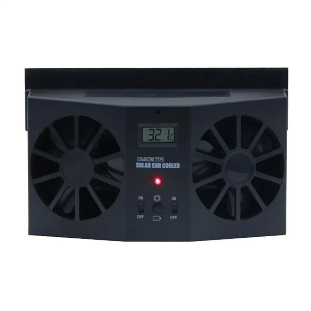 

Solar Car Ventilation Fan / Double Air Outlet Car Exhaust Fan / Solar Car Desuperheater R-8032 Black And White