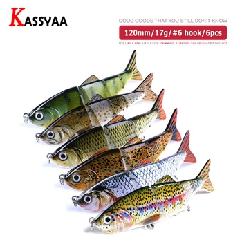 

6pcs/Set Long Shot 4Sections Sea Fishing Baits Kit 12cm Wholesale Minnow Swimbait Carp Crank Lure Wobblers Pesca Fake Fish Tools