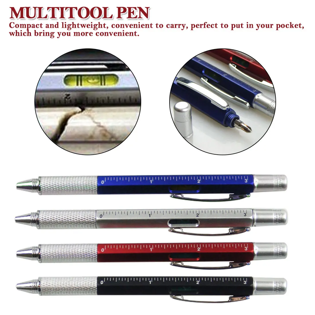 

6 in 1 Mini Screwdriver Ruler Spirit Level Tool Phillips Screwdriver Ballpoint Pen With Scale Stylus For Touch Screen Tool Pen