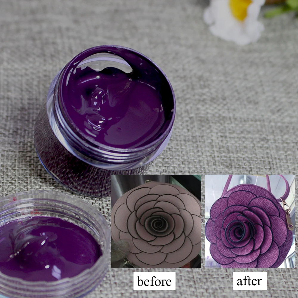 30ml Purple Red Leather Coloring Paint Shoe Cream in Bag Sofa Car Seat Scratch Leather Dye Repair Restoration Color Change Paint leather paint